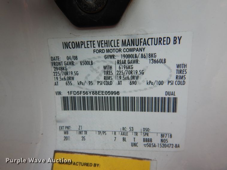 image for item DM1253 2008 Ford F550 XL  sewer inspection truck