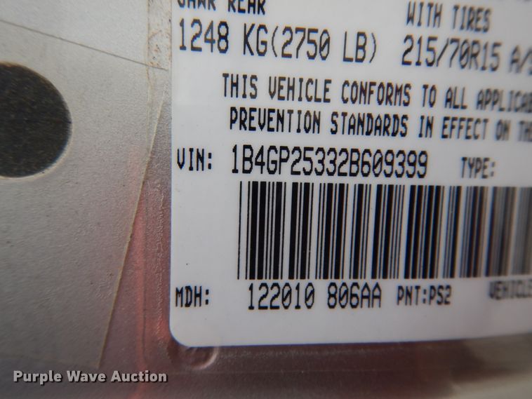 image for item DM2940 2002 Dodge Caravan  van