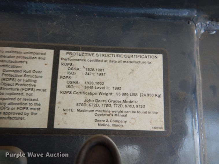 image for item DM3921 2009 John Deere 770D  motor grader