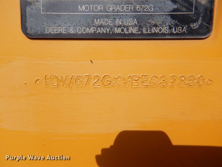 image for item DM3922 2011 John Deere 672G  motor grader