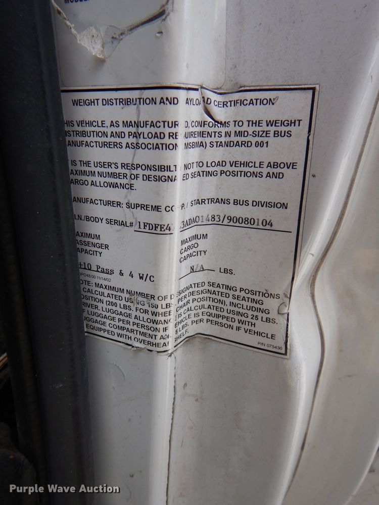 image for item DM6312 2010 Ford Econoline E450  shuttle bus