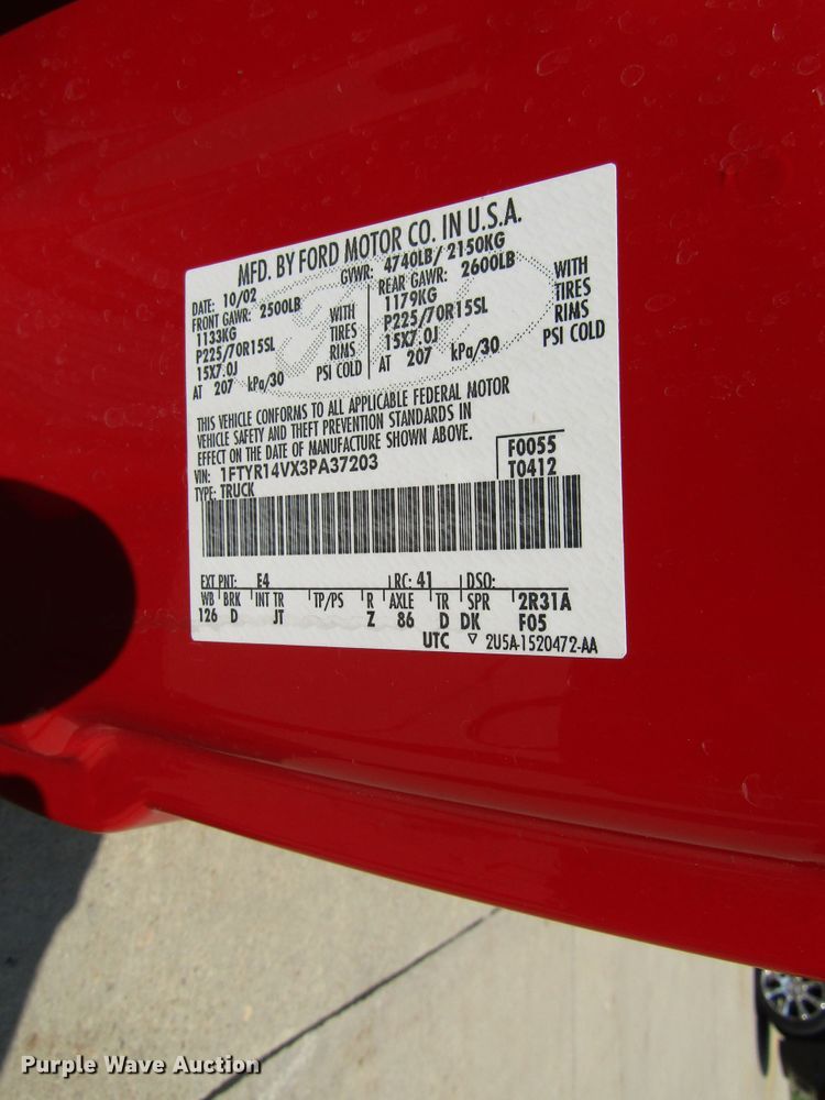 image for item EV9278 2003 Ford Ranger  SuperCab pickup truck