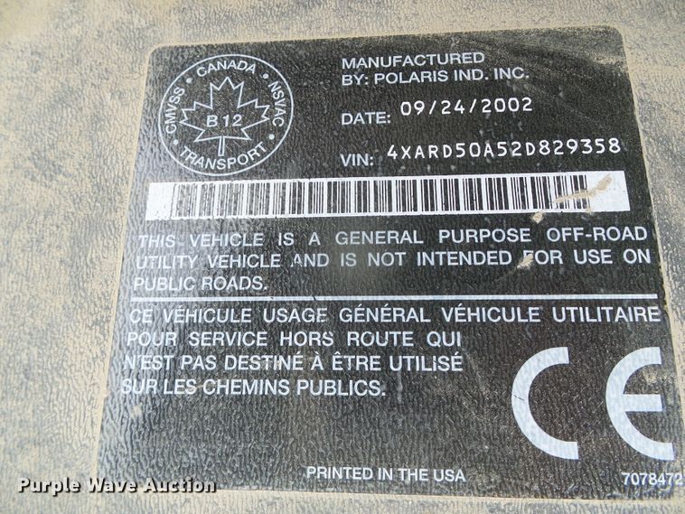 image for item GR9479 2002 Polaris Ranger  utility vehicle