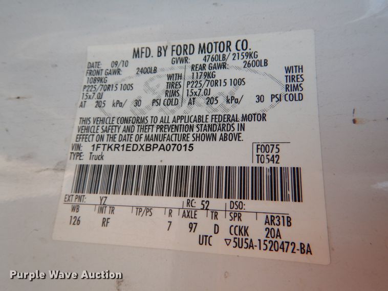 image for item IC9996 2011 Ford Ranger  SuperCab pickup truck