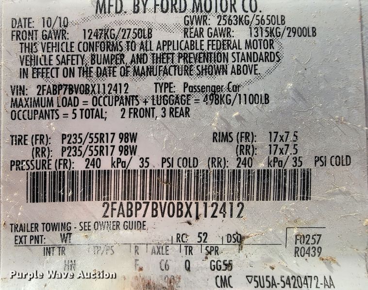 image for item IE9251 2011 Ford Crown Victoria Police Interceptor