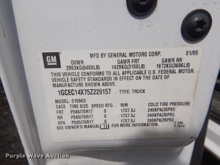 image for item JI9538 2005 Chevrolet Silverado 1500  pickup truck