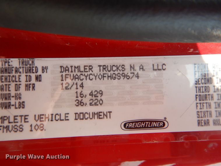 image for item JI9576 2015 Freightliner M2 106  refuse truck