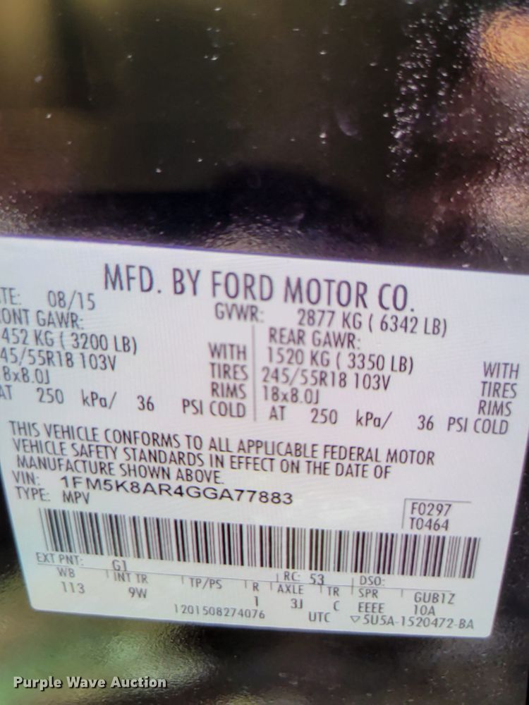 image for item JI9593 2016 Ford Explorer Police  SUV