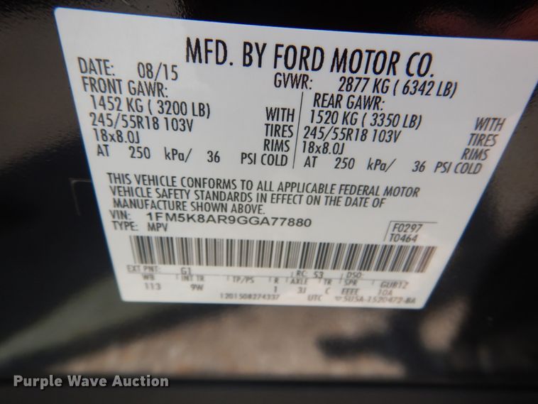 image for item JI9595 2016 Ford Explorer Police  SUV