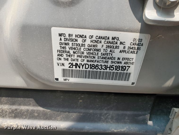 image for item JM9699 2003 Acura MDX  SUV
