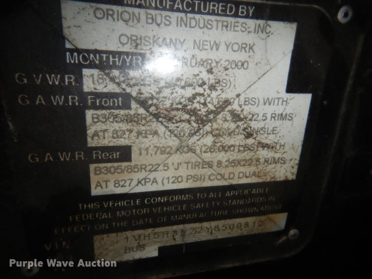 image for item JZ9903 2000 Orion  transit bus