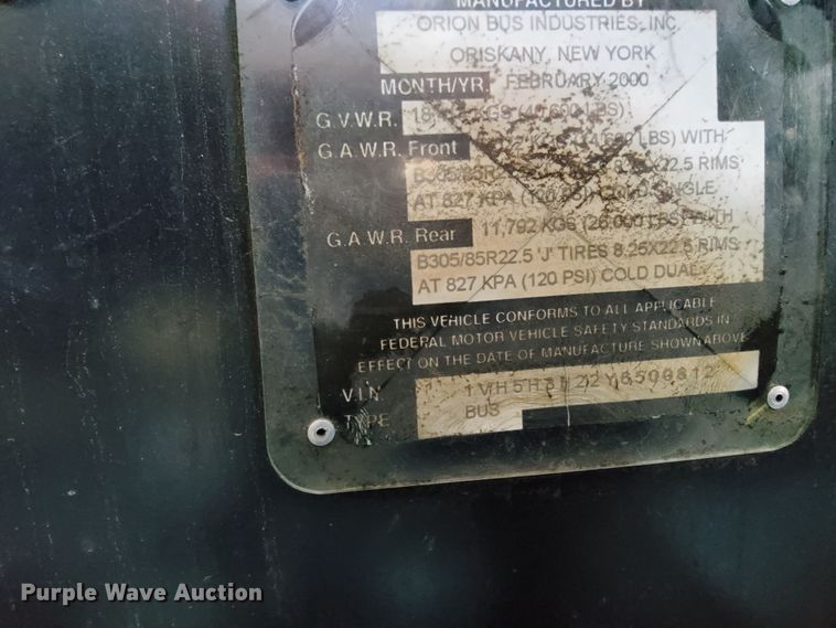 image for item JZ9903 2000 Orion  transit bus