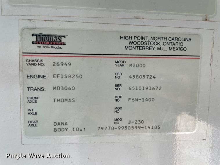 image for item KK9604 2000 Thomas  school bus