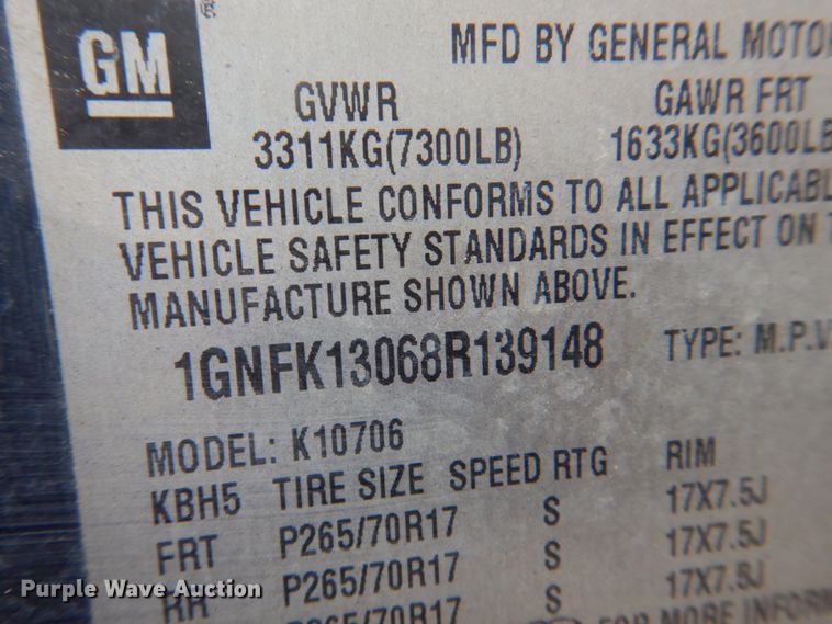 image for item KW9941 2008 Chevrolet Tahoe  SUV