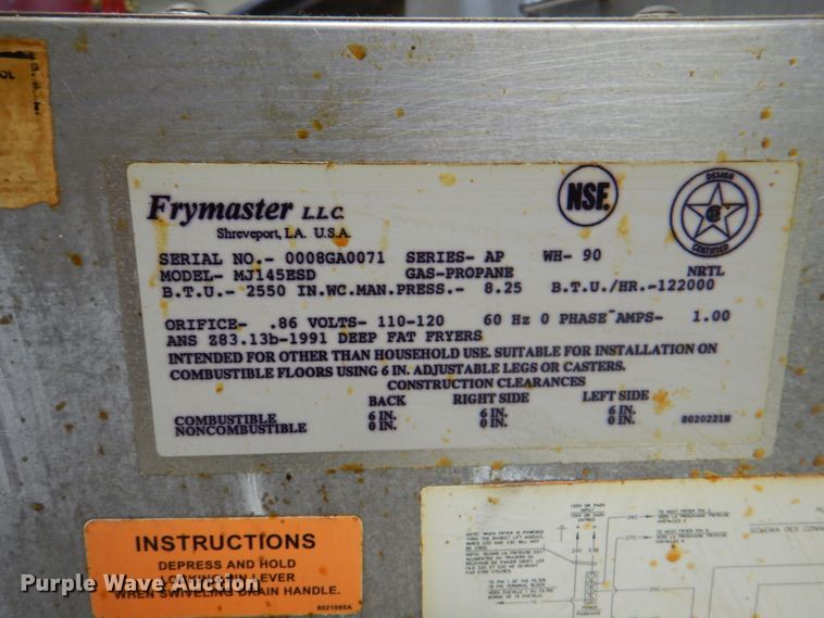 image for item KX9699 Frymaster MJ145ESD  double basket fryer