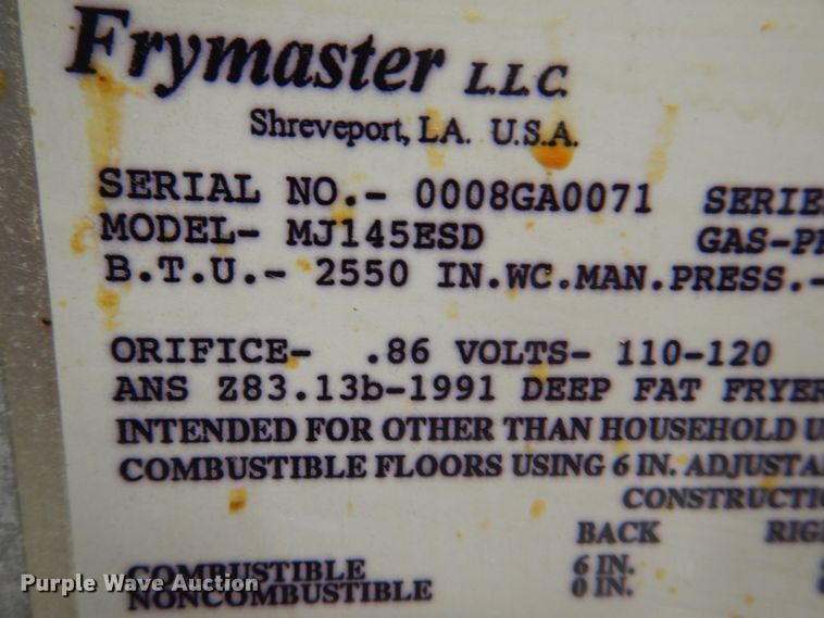 image for item KX9699 Frymaster MJ145ESD  double basket fryer