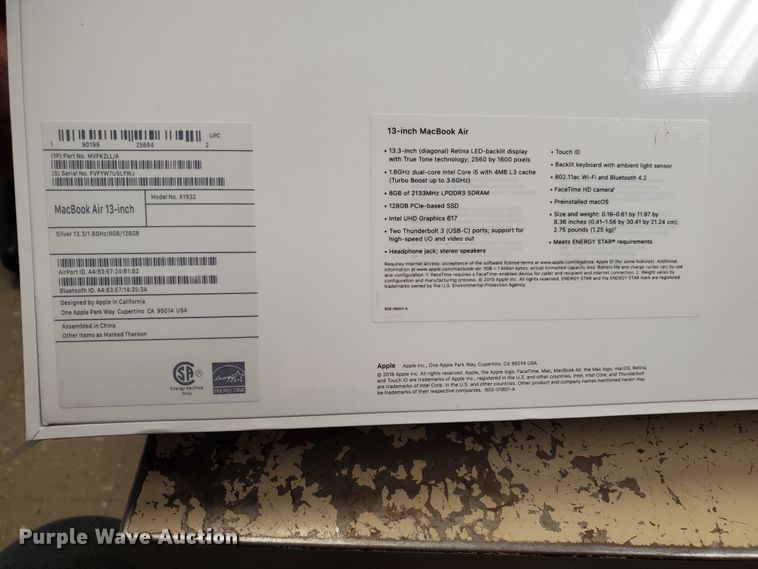 image for item KY9197 Apple MacBook Air laptop