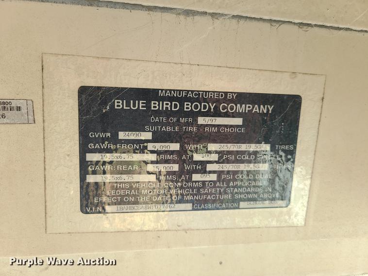 image for item L1279 1998 Blue Bird TC1000  school bus