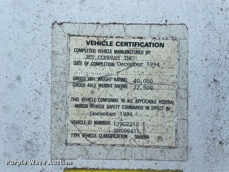 image for item KK9587 1995 Jet  grain trailer