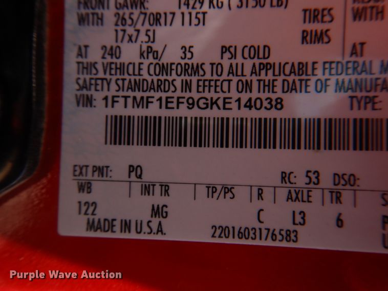 image for item DK8074 2016 Ford F150  pickup truck