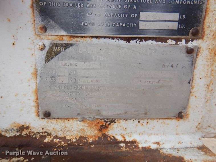 image for item DK8077 1976 Fruehauf  equipment trailer