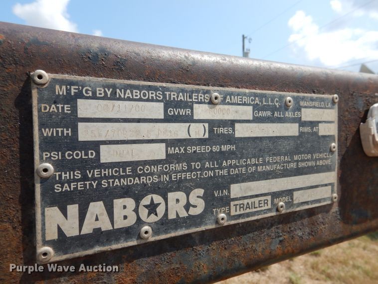image for item DJ8863 2000 Nabors DFF  drop deck equipment trailer