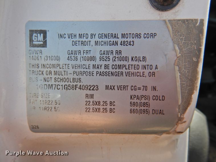 image for item DK2378 2008 GMC C7500  propane truck