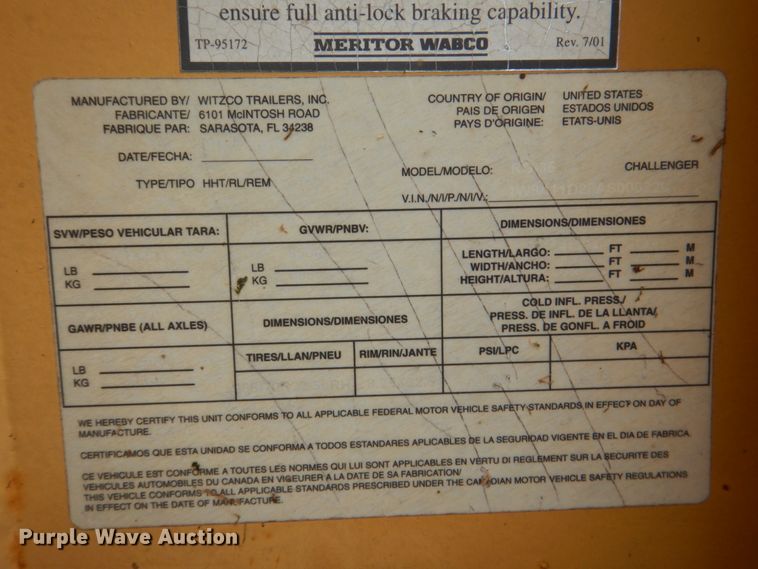 image for item DL0518 2010 Witzco Challenger RG35  lowboy equipment trailer