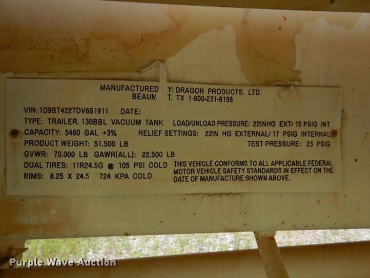 image for item DM3884 2013 Dragon Products  tank trailer