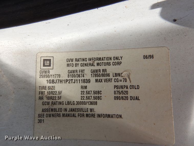 image for item DM6326 1996 Chevrolet Kodiak  propane truck