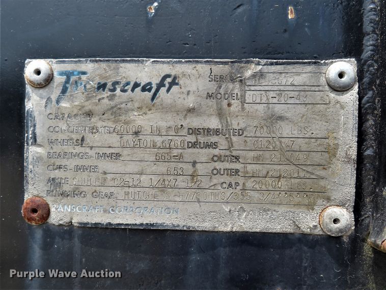 image for item FP9352 1973 Transcraft DT-20-43  drop deck equipment trailer