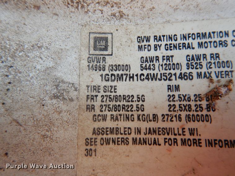 image for item II9679 1998 GMC C7500  feed delivery truck