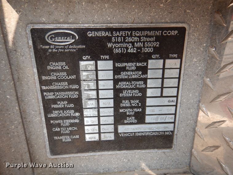 image for item IN9819 2004 Spartan 60DDEC  quint ladder fire truck