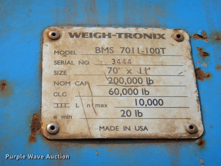 image for item IN9821 Weigh Tronix BMS 7011-100T  truck scale