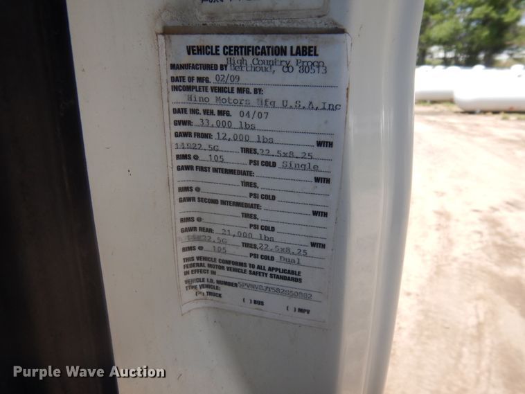 image for item JZ9916 2008 Hino 338  truck cab and chassis