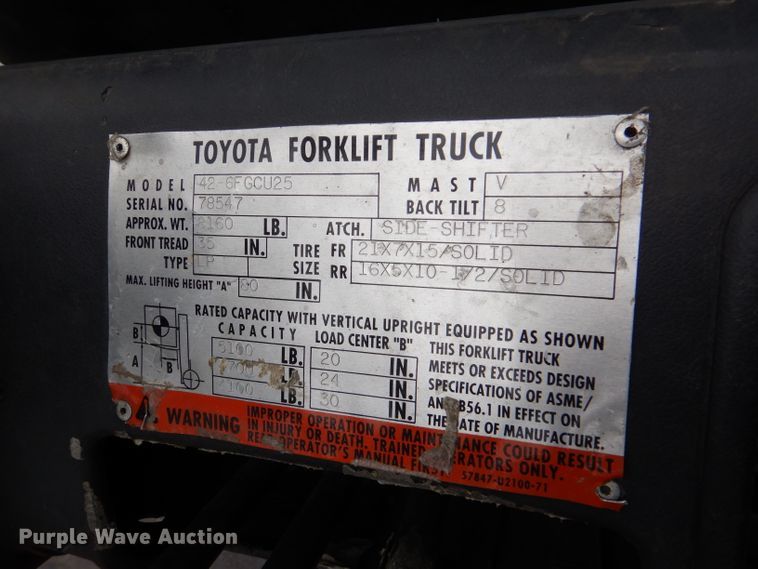 image for item DM1343 Toyota 42-6FGCU25  forklift