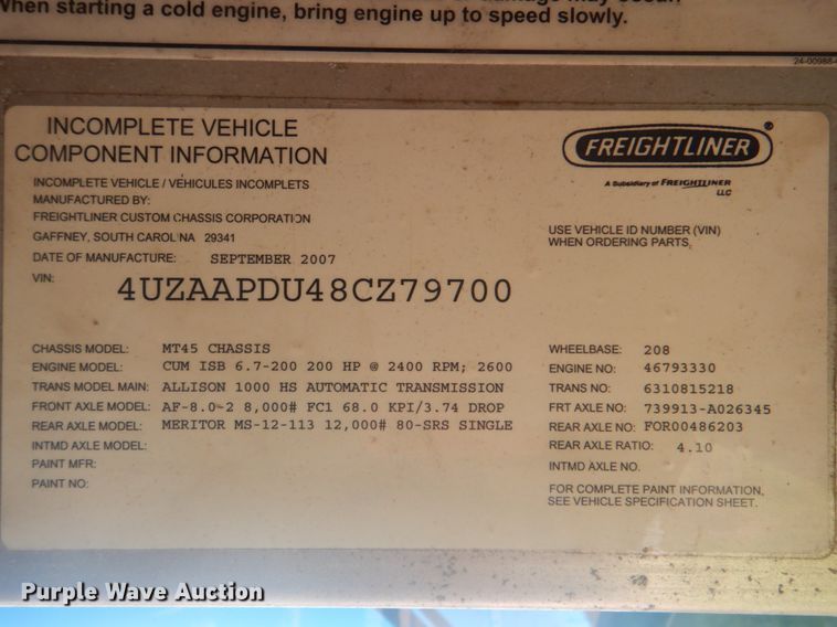 image for item DM3943 2008 Freightliner MT45  delivery truck