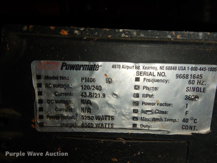 image for item ED9786 Coleman Powermate 6560  generator