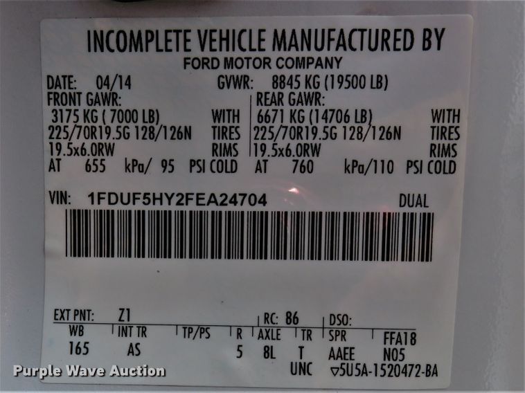 image for item FP9358 2015 Ford F550  flatbed truck