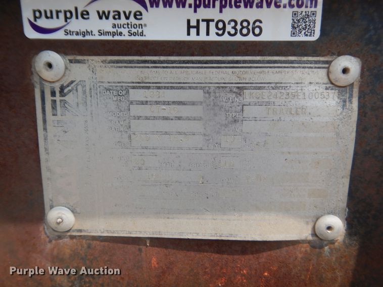 image for item HT9386 1984 Kalyn CT-16  equipment trailer