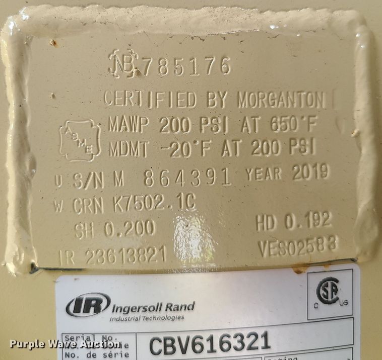 image for item IC9873 2019 Ingersoll Rand 2545K10-P  air compressor