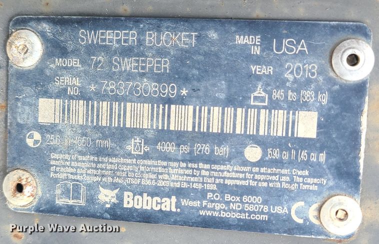 image for item IC9874 Bobcat  72" skid steer broom