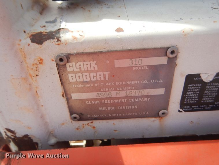 image for item IN9502 1981 Bobcat 310  skid steer loader