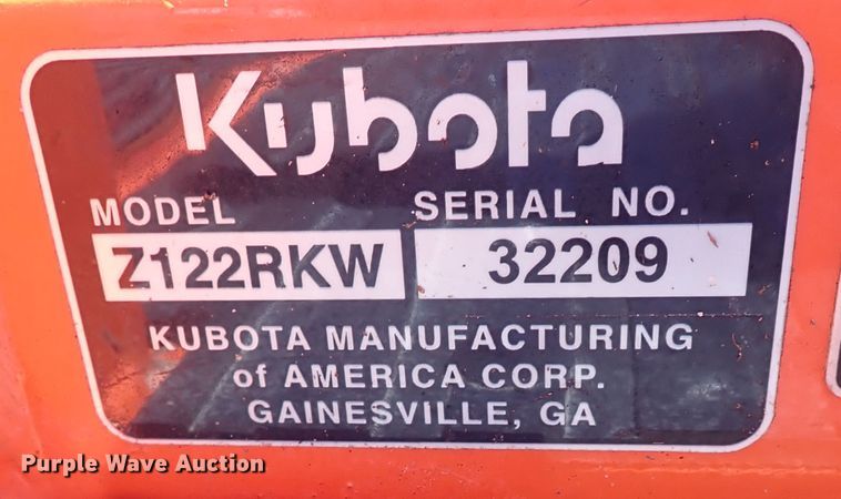 image for item IN9566 Kubota Z122R  ZTR lawn mower
