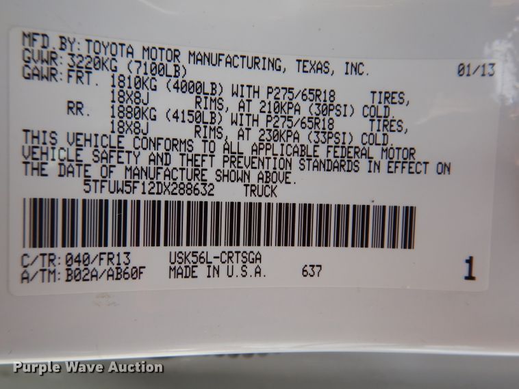 image for item IN9804 2013 Toyota Tundra  Double Cab pickup truck