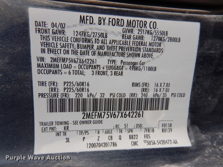 image for item IN9853 2007 Mercury Grand Marquis LS