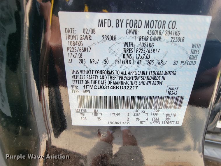 image for item KD9399 2008 Ford Escape XLT  SUV