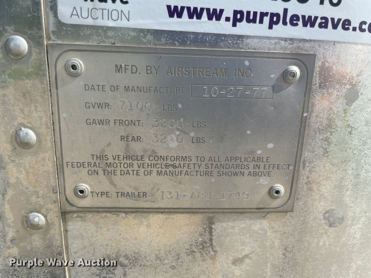 image for item KK9546 1978 Airstream Sovereign  camper