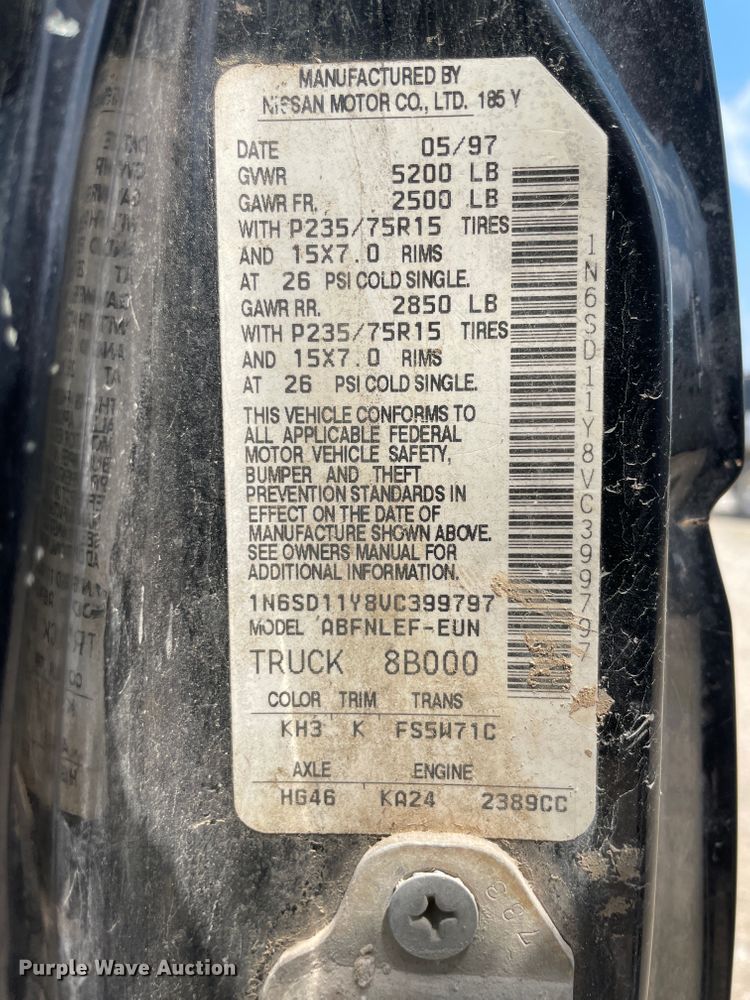 image for item KK9565 1997 Nissan  pickup truck