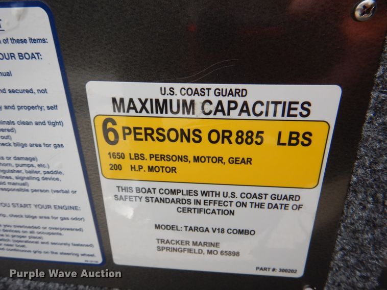 image for item KX9675 2019 Tracker Targa V18  boat